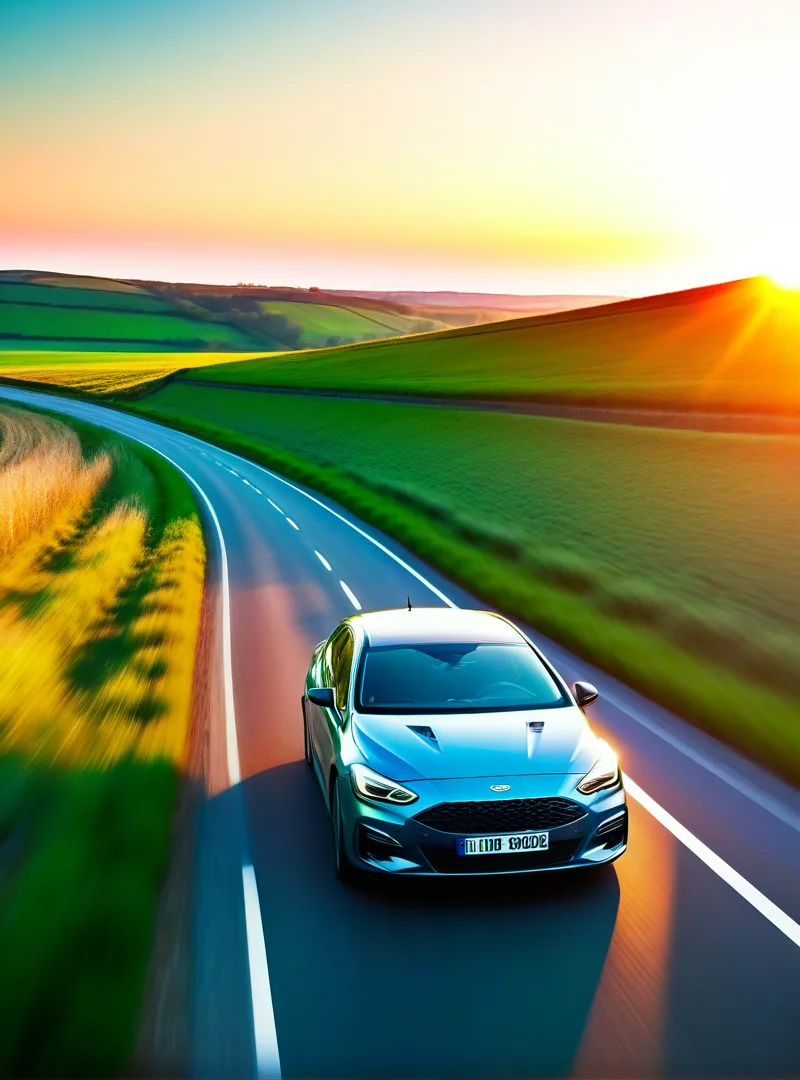 A car driving on a road representing how your driving record impacts car insurance rates